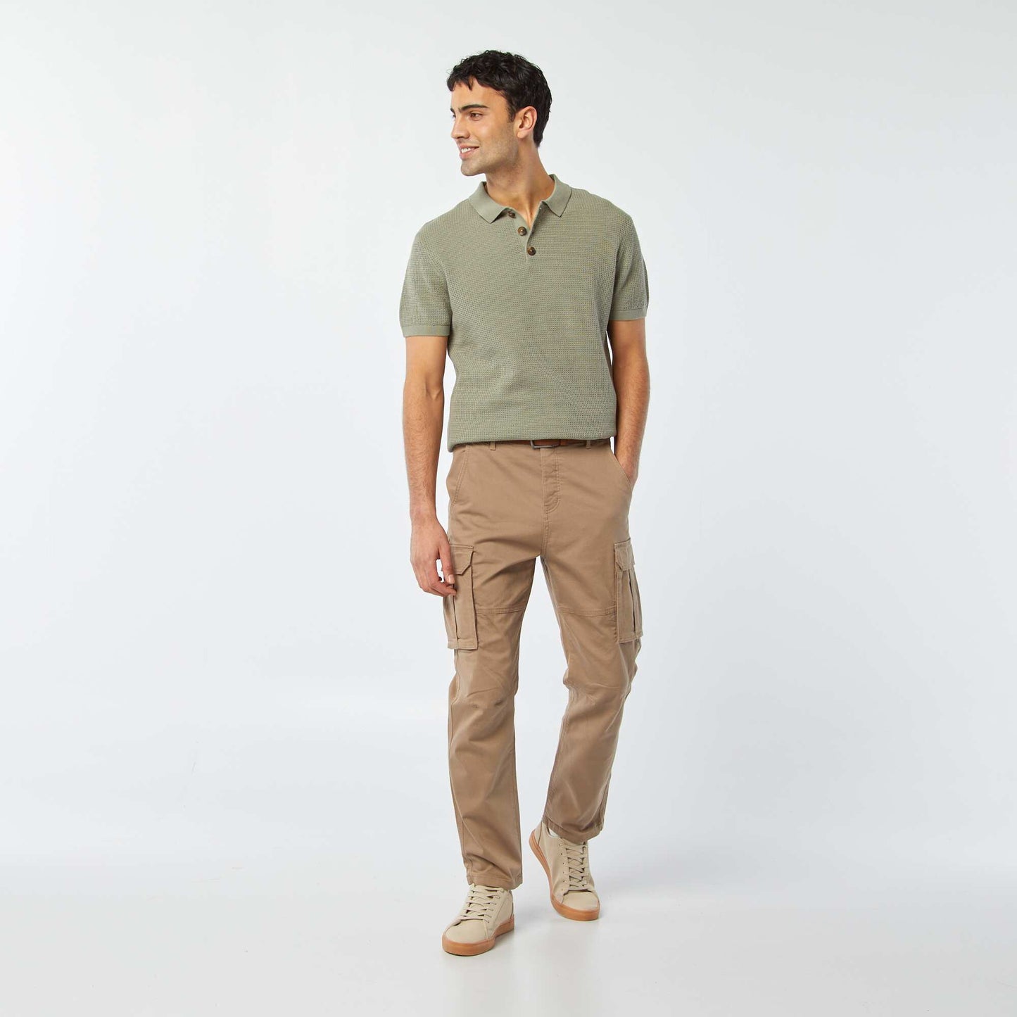 Pantalón multibolsillos de dobby MARRON