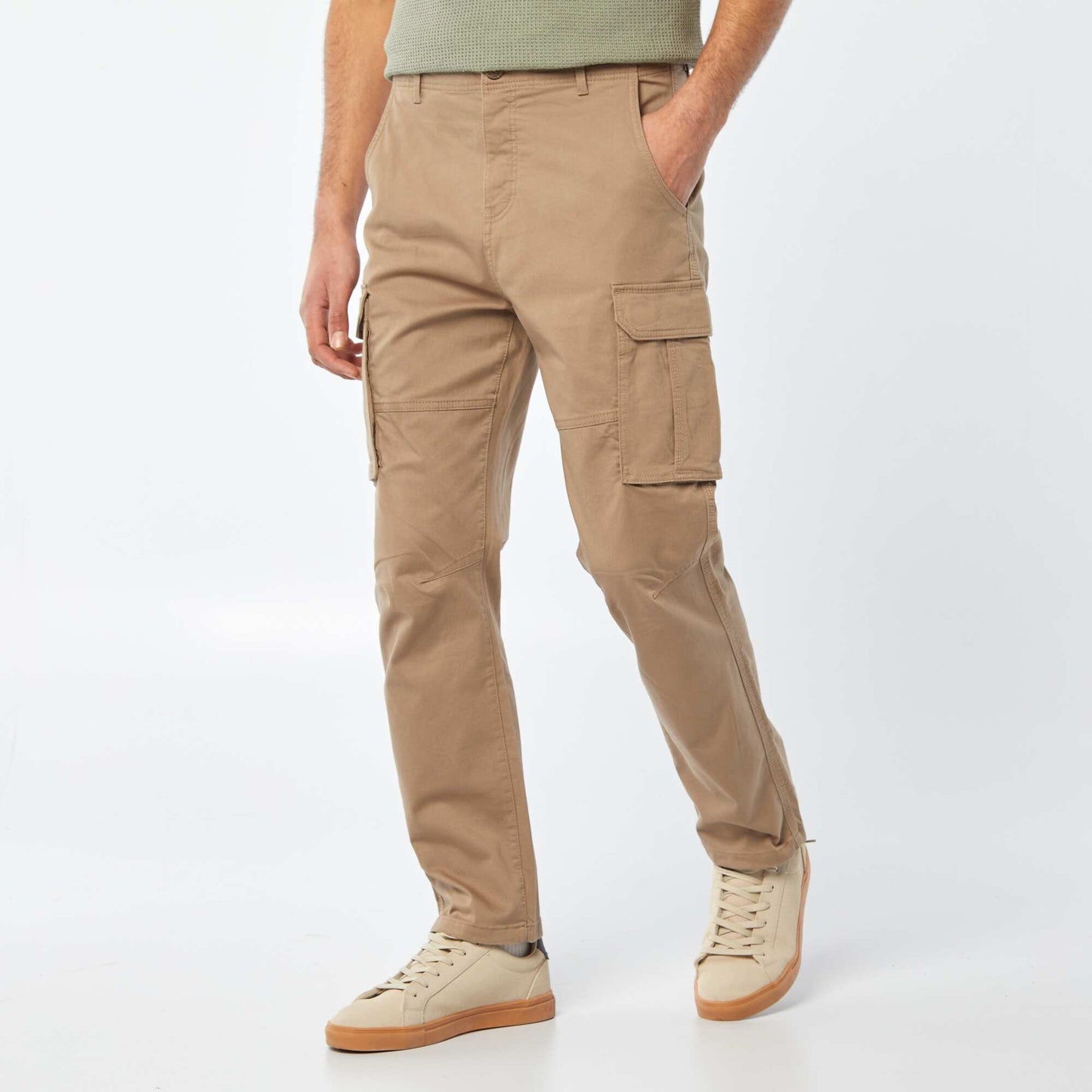Pantalón multibolsillos de dobby MARRON