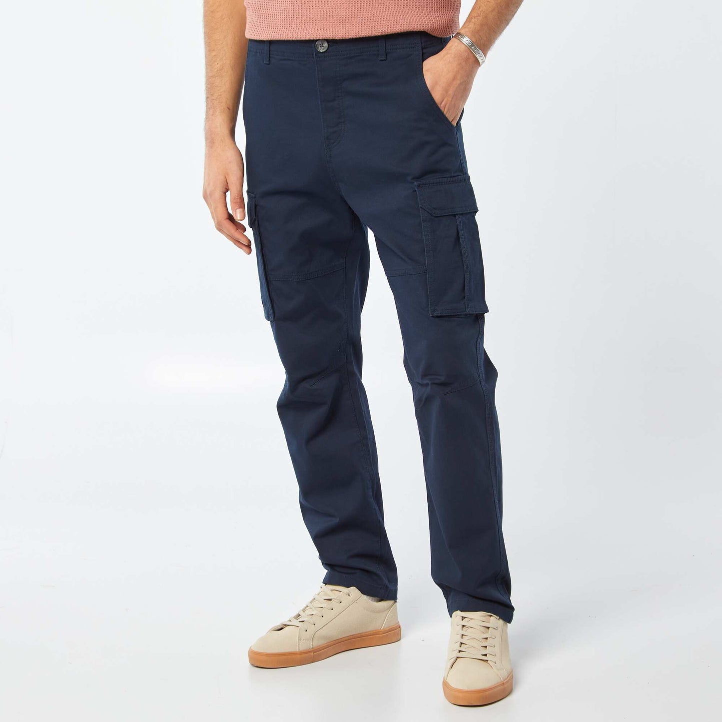 Pantalón multibolsillos de dobby AZUL