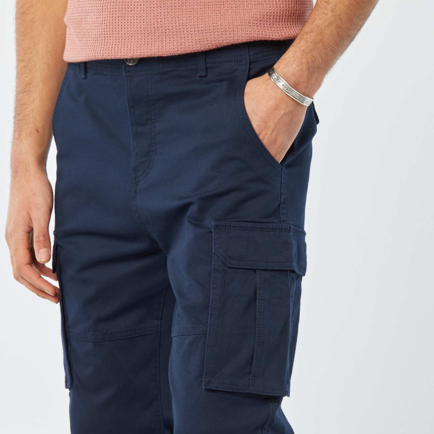 Pantalón multibolsillos de dobby AZUL