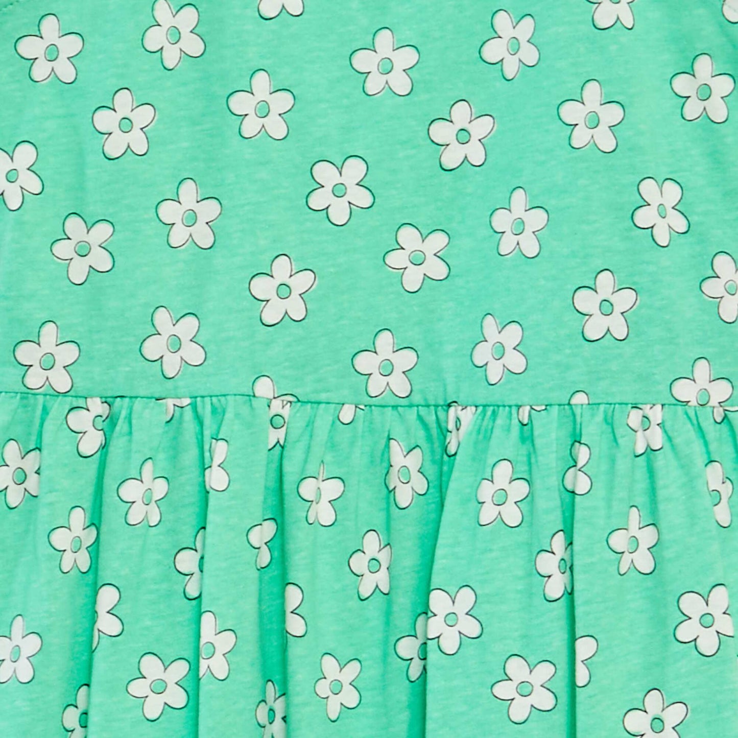 Vestido de tirantes con volantes y estampado VERDE