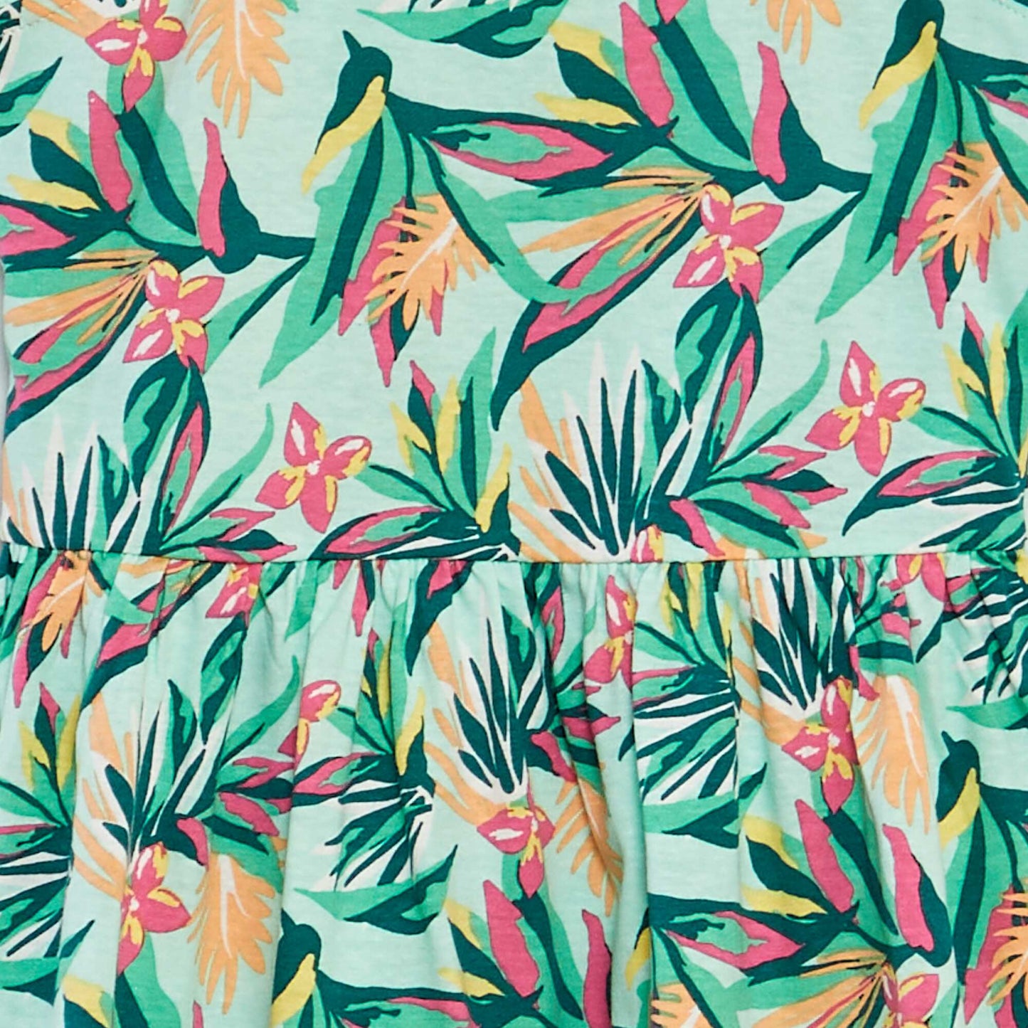 Vestido de tirantes con volantes y estampado VERDE