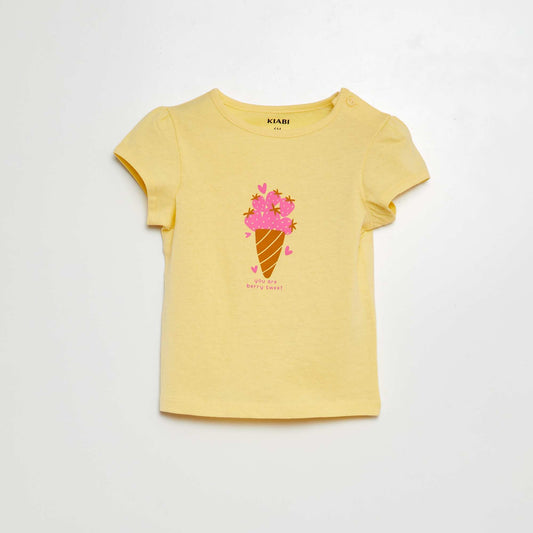 Camiseta estampada de algodón AMARILLO