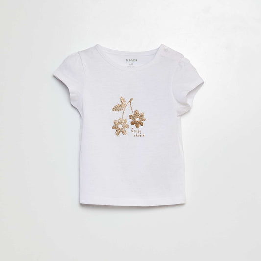 Camiseta estampada de algodón BLANCO