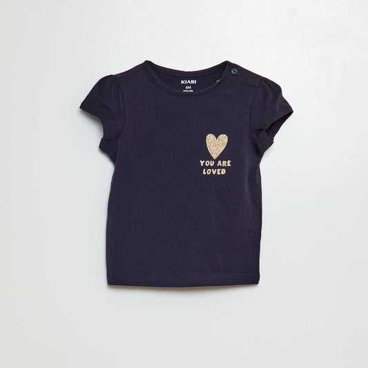 Camiseta estampada de algodón AZUL