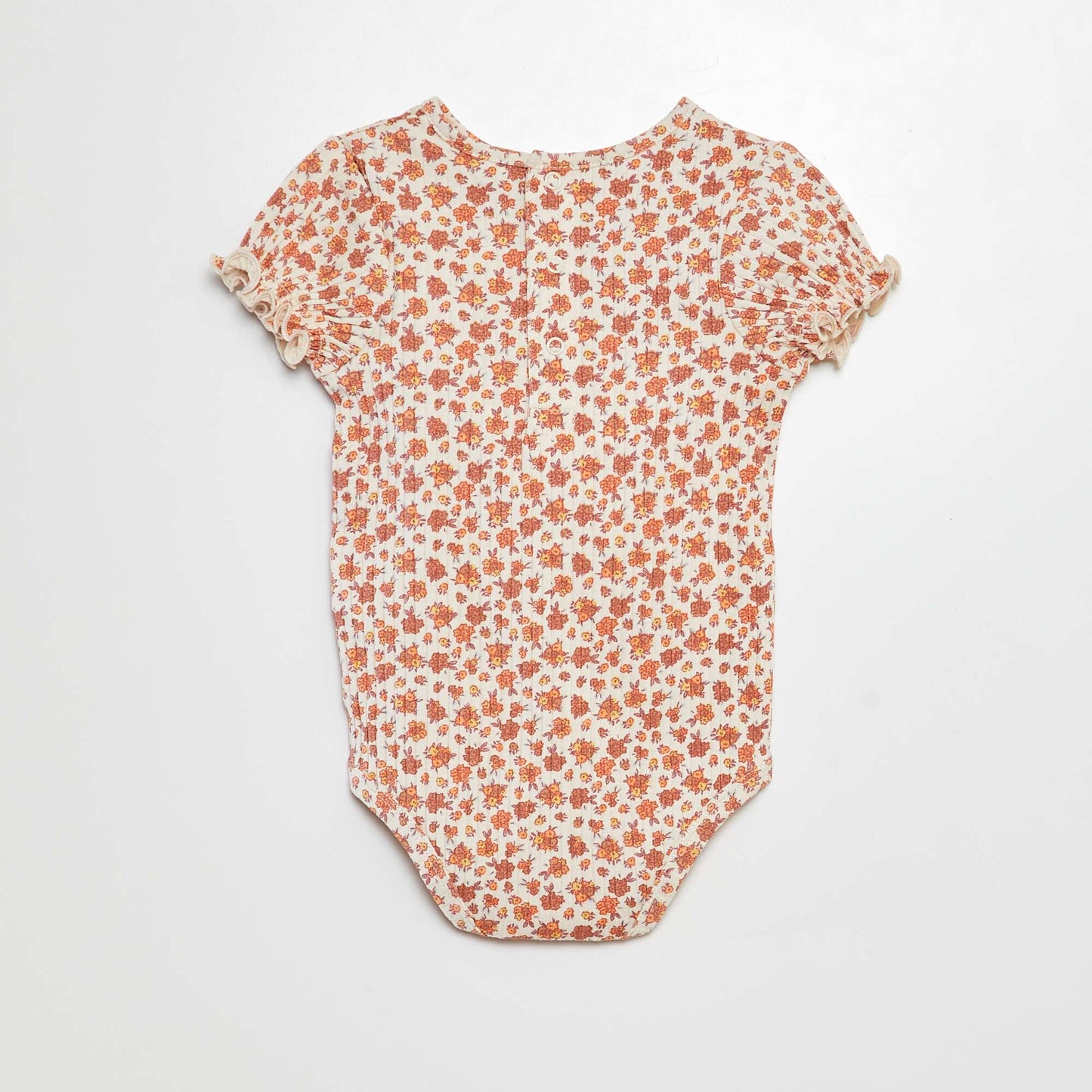 Body de canalé con estampado floral BLANCO