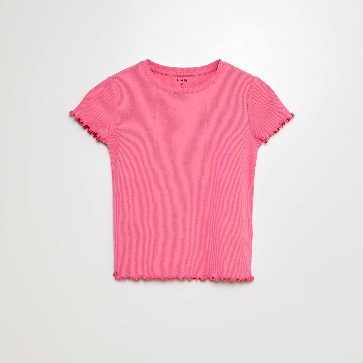 Camiseta de canalé con bordes ondulados ROSA