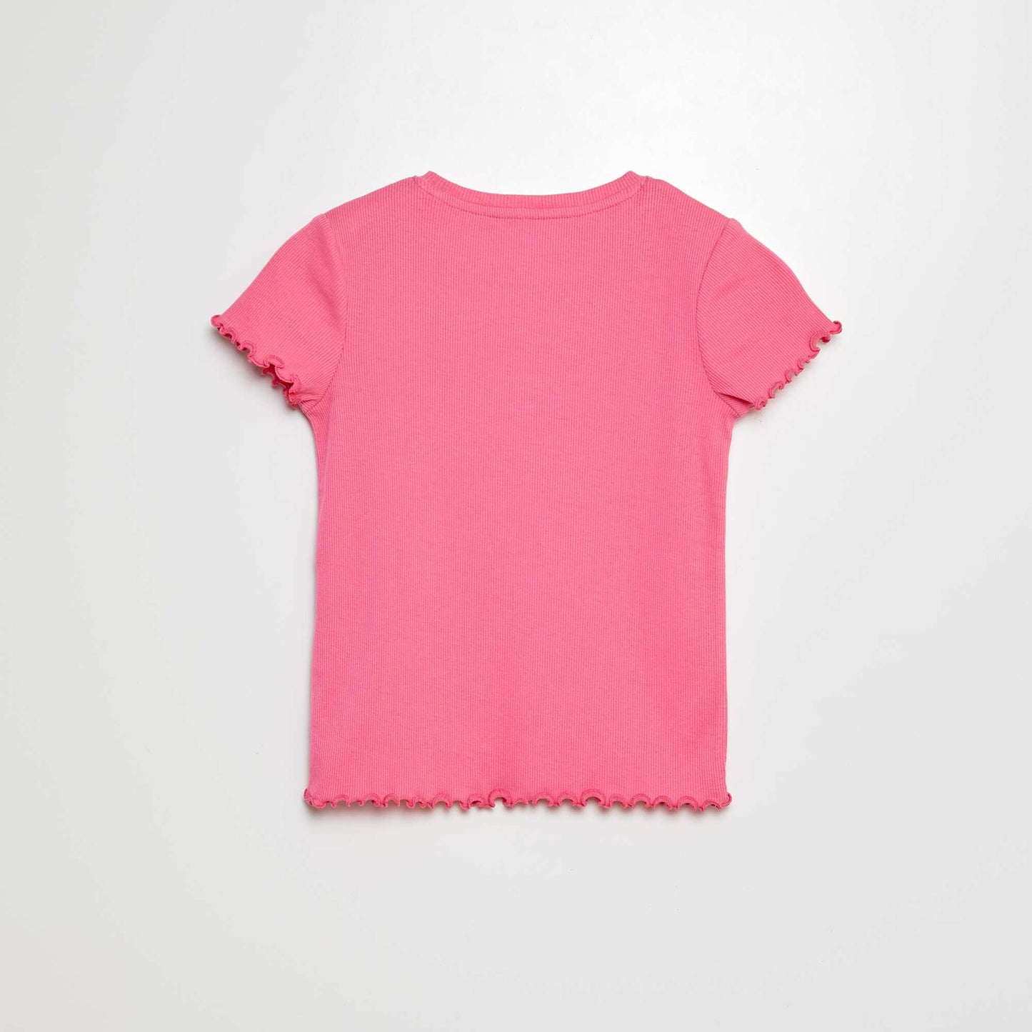 Camiseta de canalé con bordes ondulados ROSA