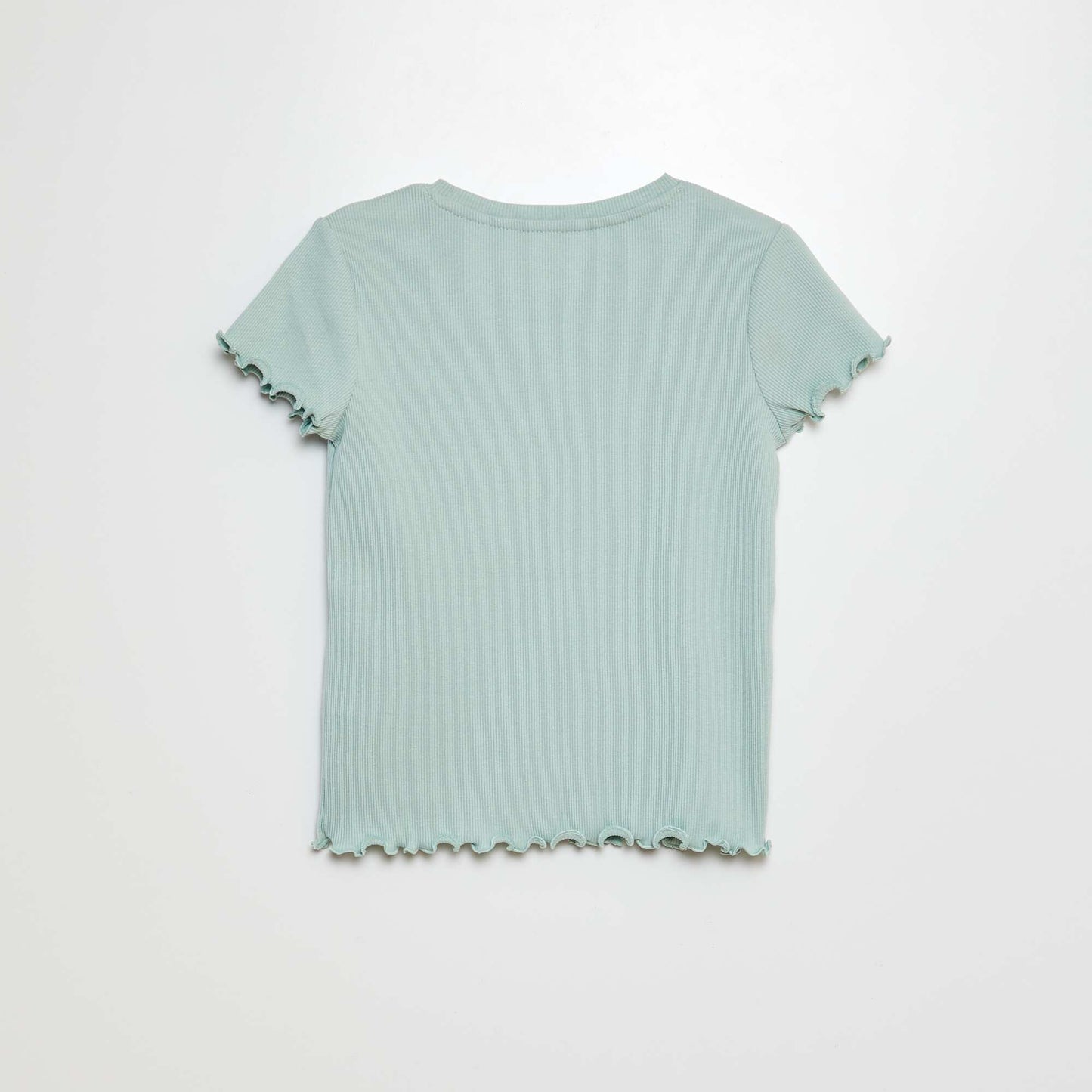 Camiseta de canalé con bordes ondulados VERDE