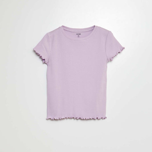 Camiseta de canalé con bordes ondulados PURPURA