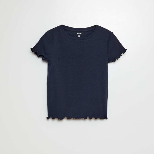 Camiseta de canalé con bordes ondulados AZUL