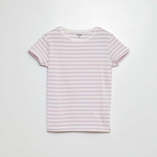 Camiseta de manga corta a rayas BLANCO