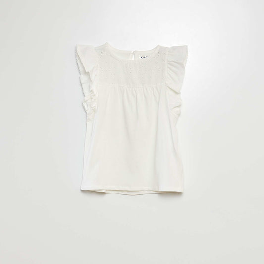 Camiseta con bordado inglés BLANCO