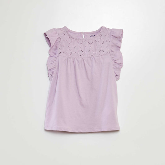 Camiseta con bordado inglés PURPURA