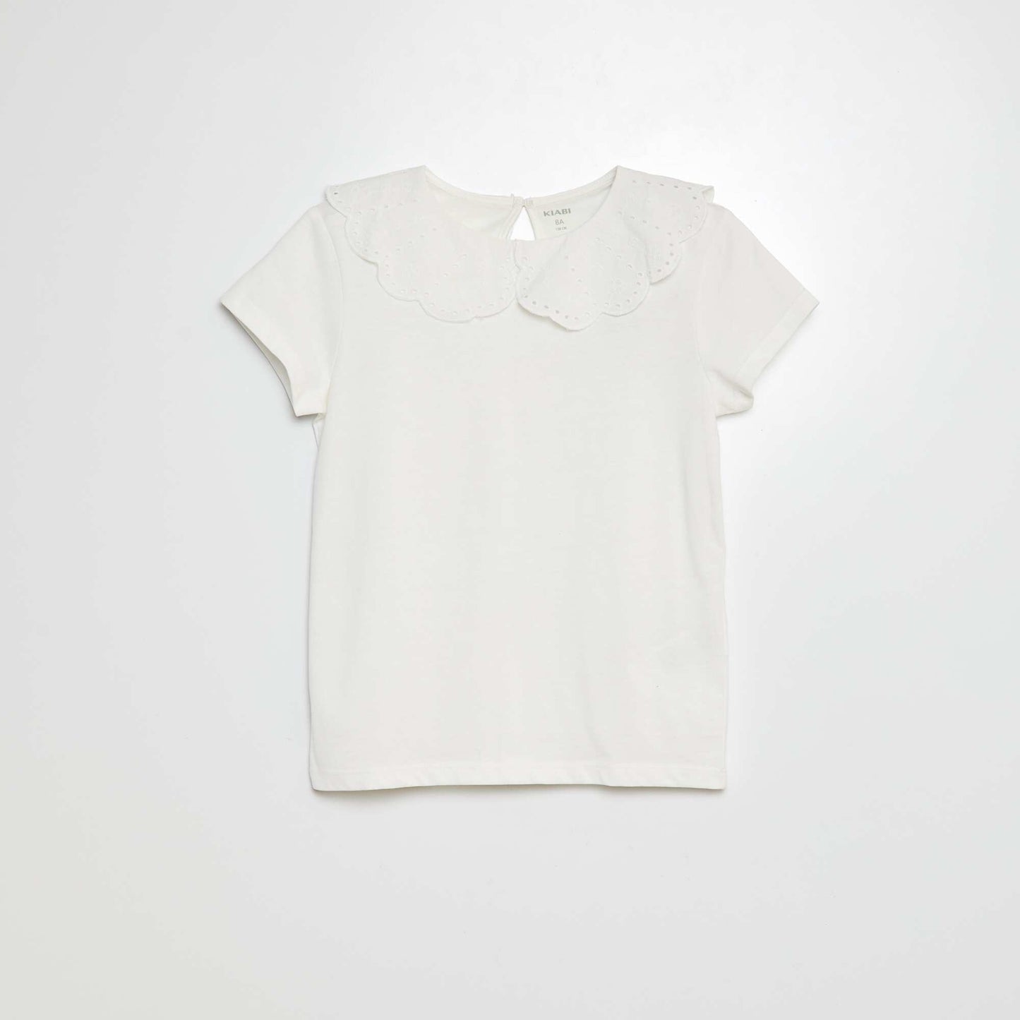 Camiseta de manga corta con bordado inglés BLANCO