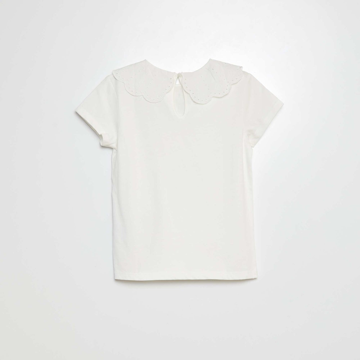 Camiseta de manga corta con bordado inglés BLANCO