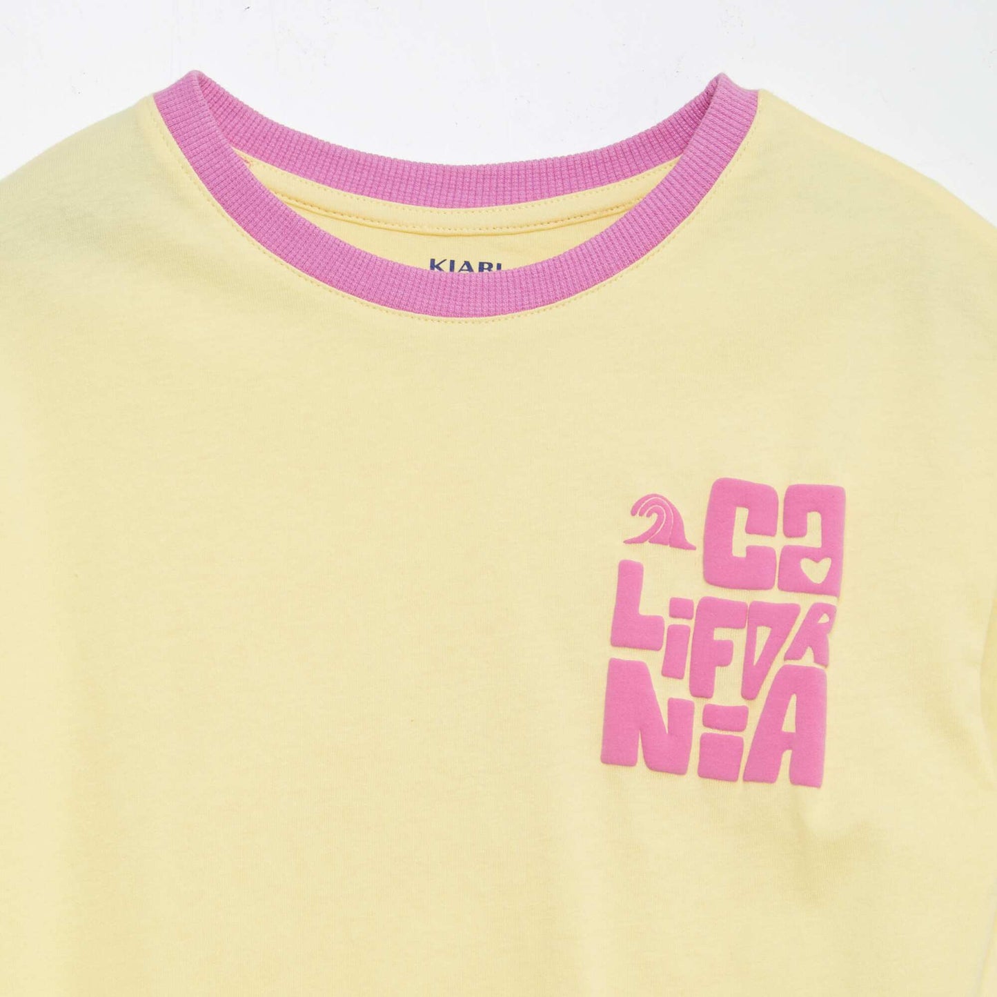 Camiseta de manga corta con cuello redondo estampada AMARILLO