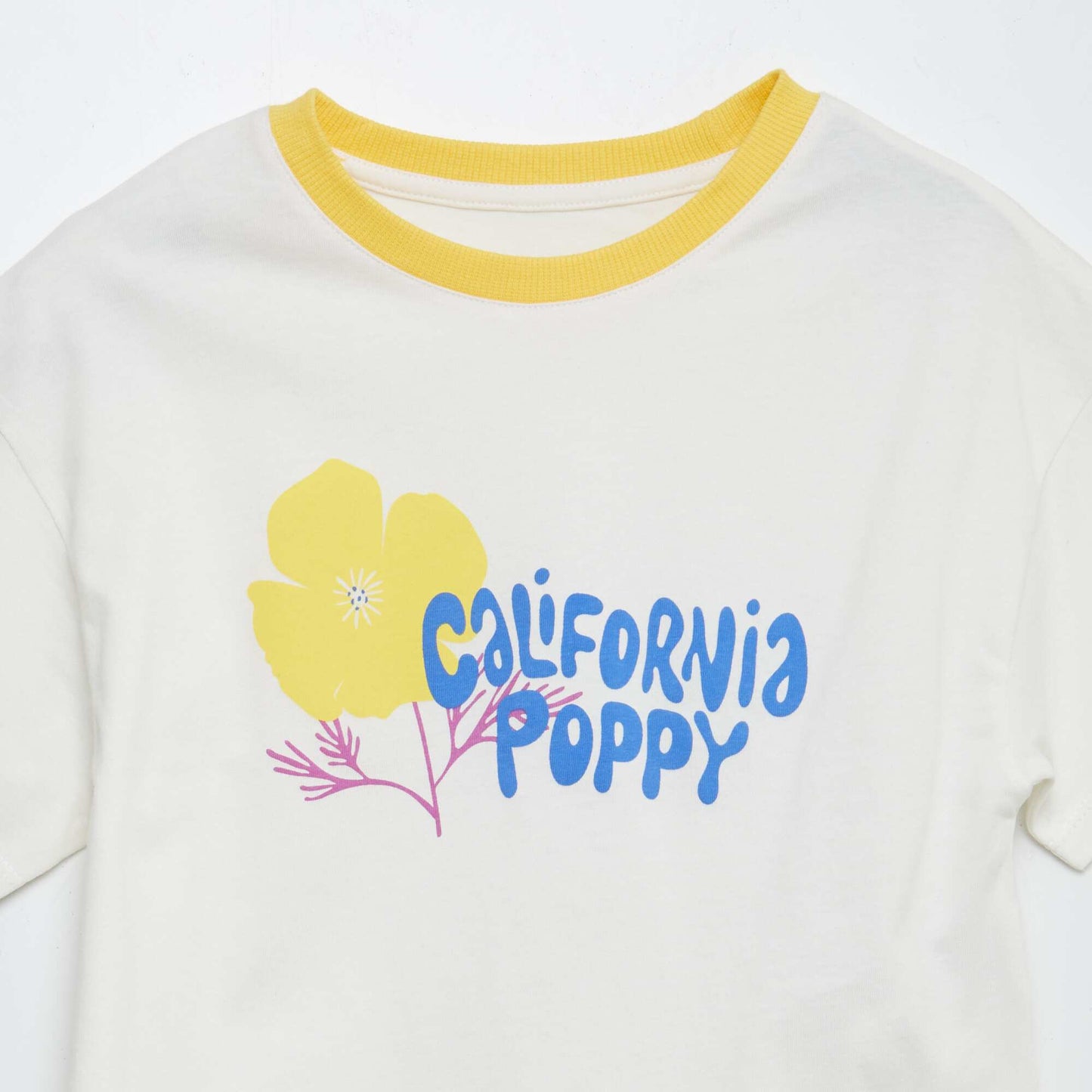Camiseta de manga corta con cuello redondo estampada BLANCO