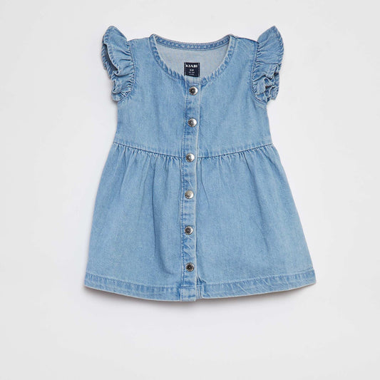 Vestido jean con volantes AZUL