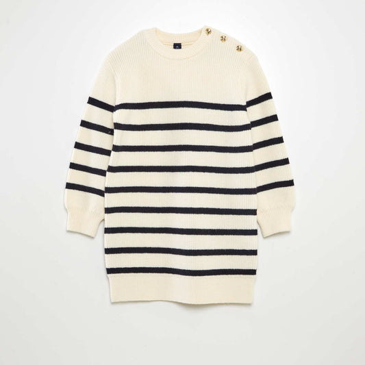 Vestido tipo sweater marinero BLANCO