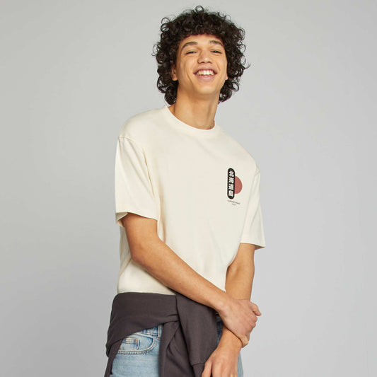 Camiseta de manga corta estampado ambos lados BEIGE