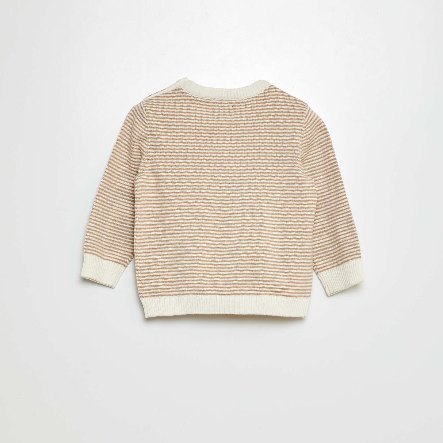 Sweater de rayas con cuello redondo BEIGE
