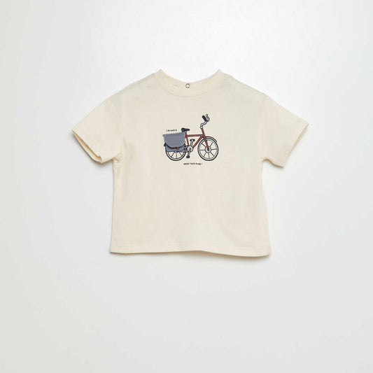 Camiseta estampada con detalle BLANCO