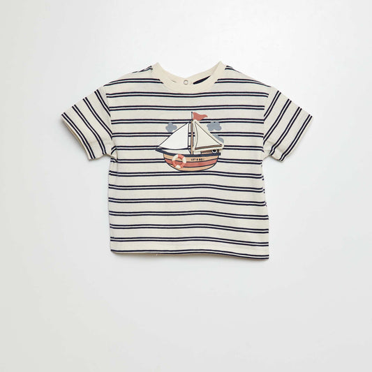 Camiseta estampada con detalle BLANCO