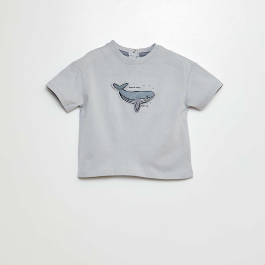 Camiseta estampada con detalle AZUL