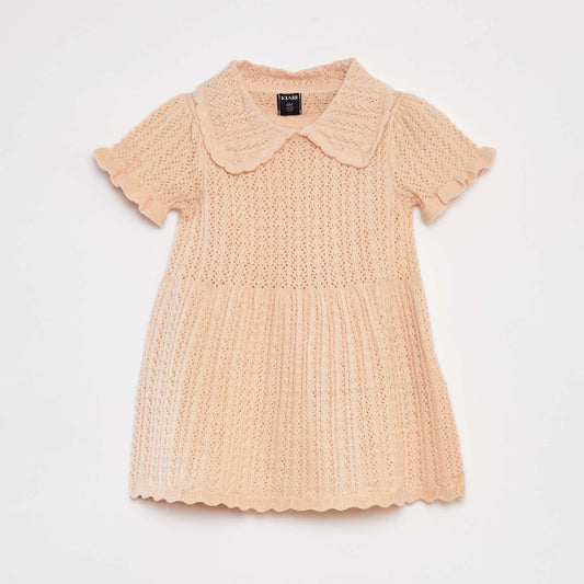 Vestido de punto con cuello bebé BEIGE