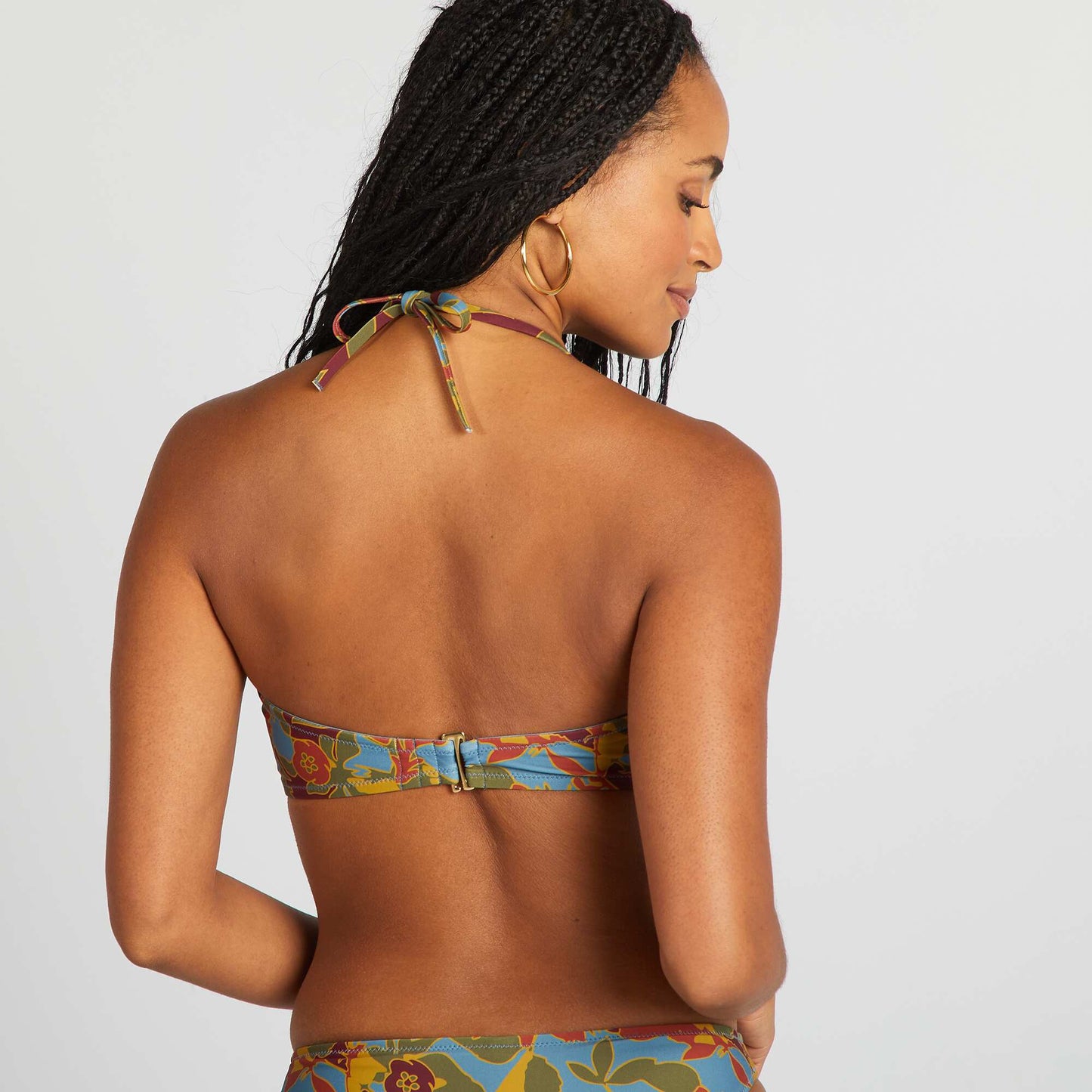 Sujetador de bikini de flores con copas AZUL