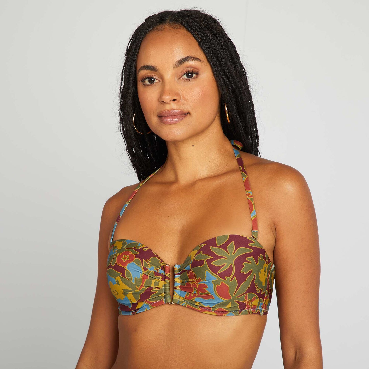 Sujetador de bikini de flores con copas AZUL