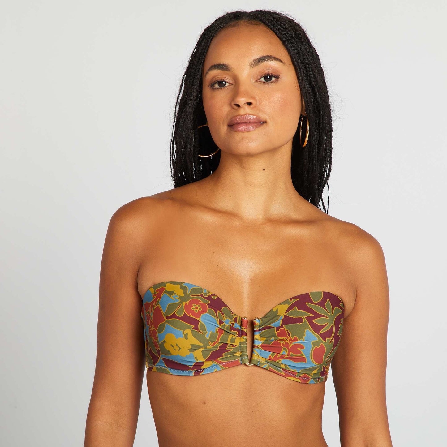 Sujetador de bikini de flores con copas AZUL
