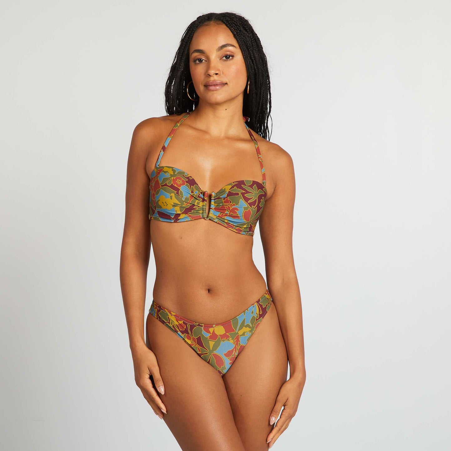 Sujetador de bikini de flores con copas AZUL