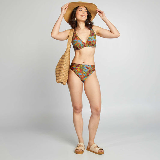 Braguita de bikini de talle alto con flores AZUL