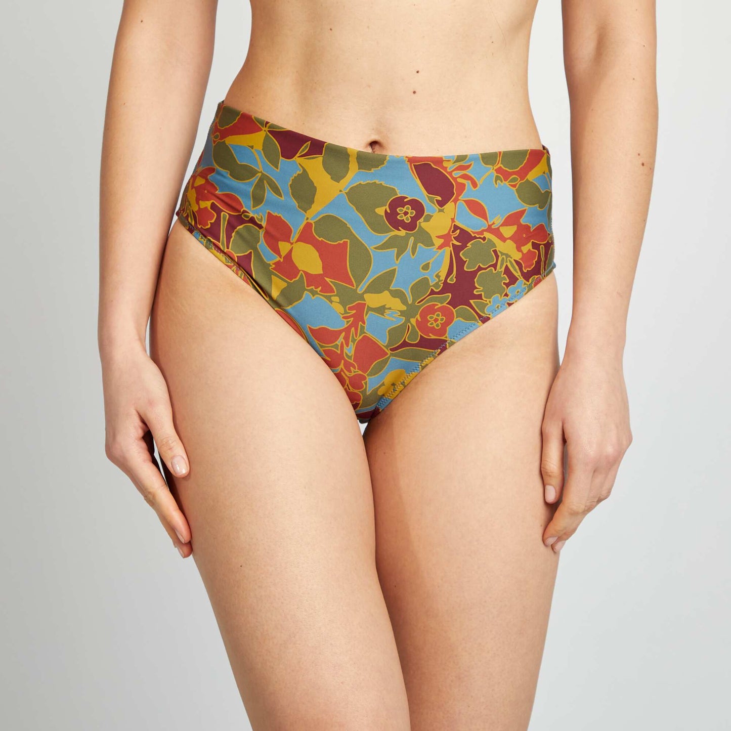 Braguita de bikini de talle alto con flores AZUL