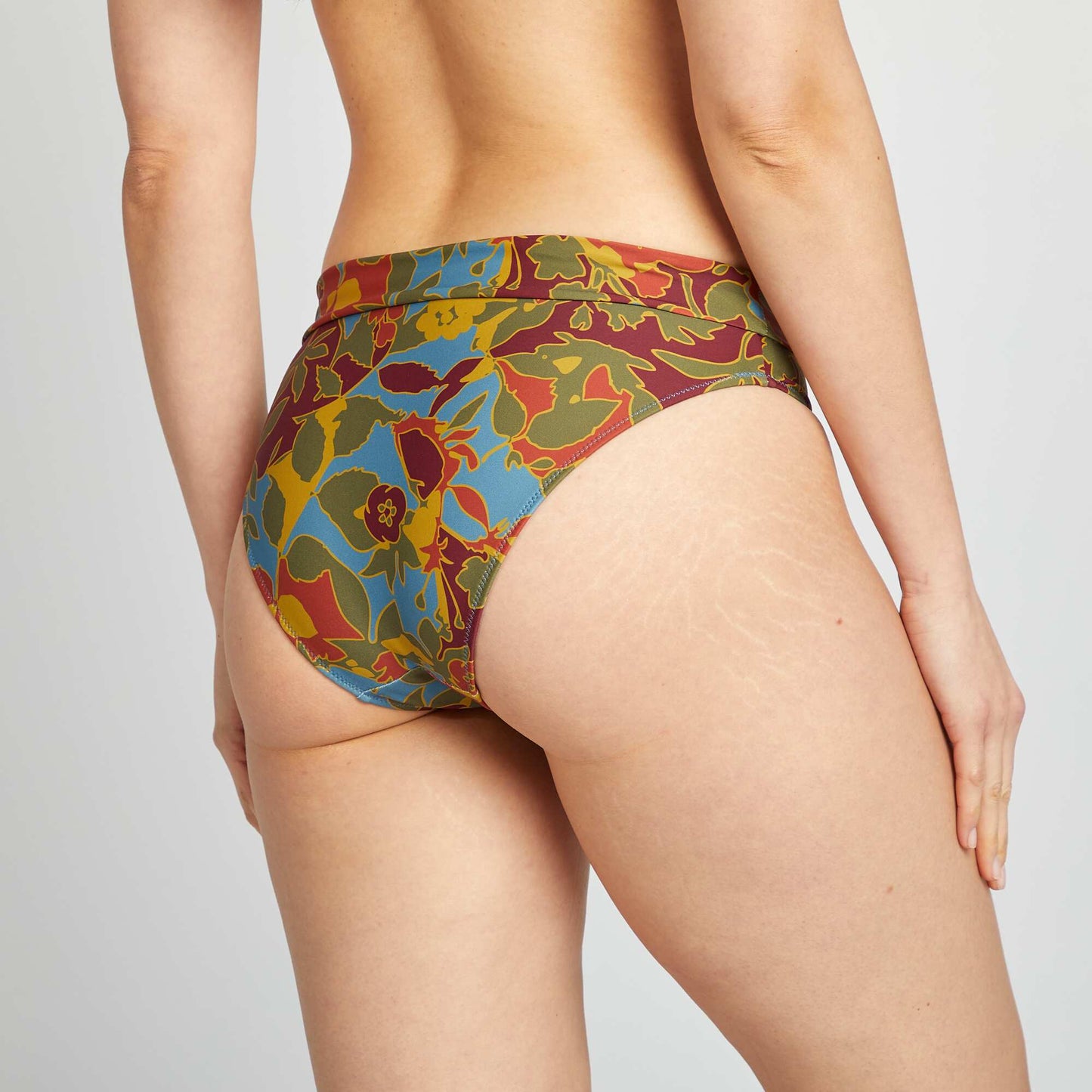 Braguita de bikini de talle alto con flores AZUL