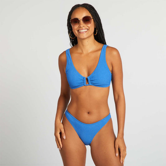 Braguita de bikini de punto gofrado AZUL