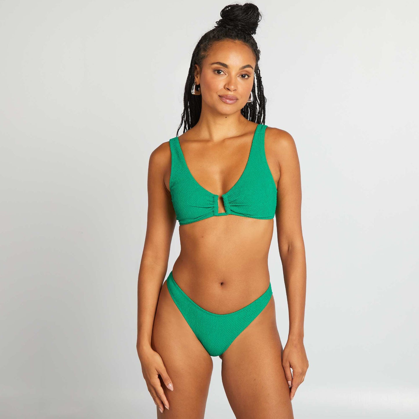 Braguita de bikini de punto gofrado VERDE