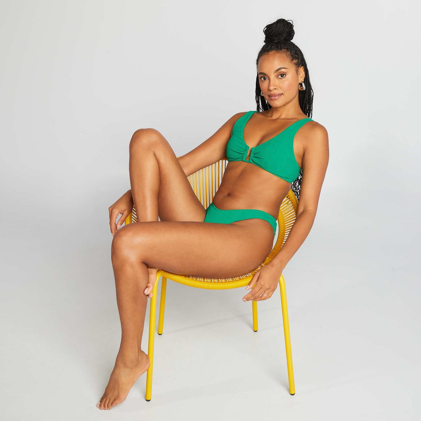 Braguita de bikini de punto gofrado VERDE