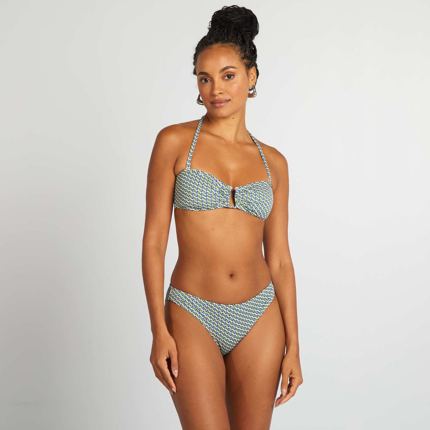 Bandeau de bikini con estampado geométrico BLANCO
