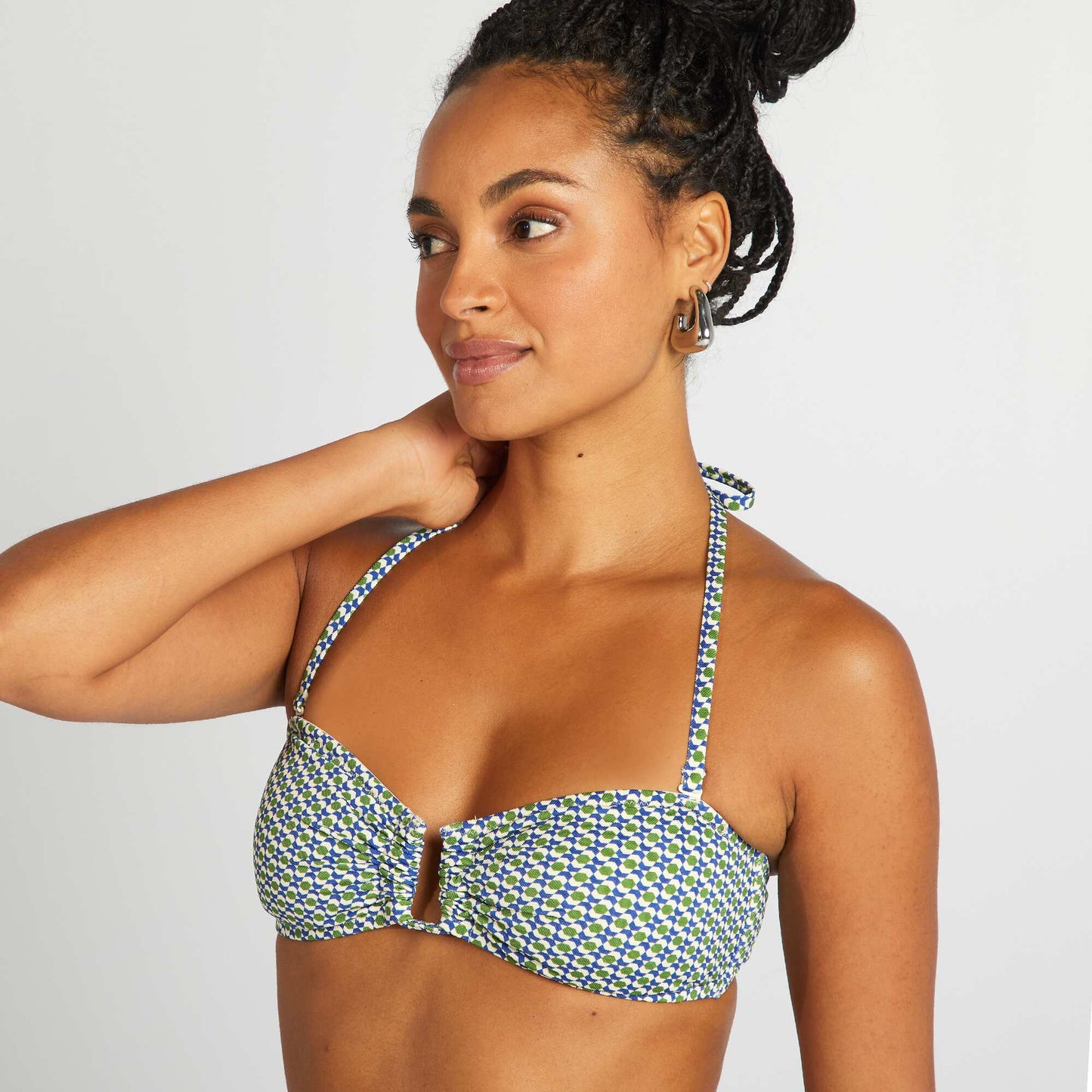 Bandeau de bikini con estampado geométrico BLANCO