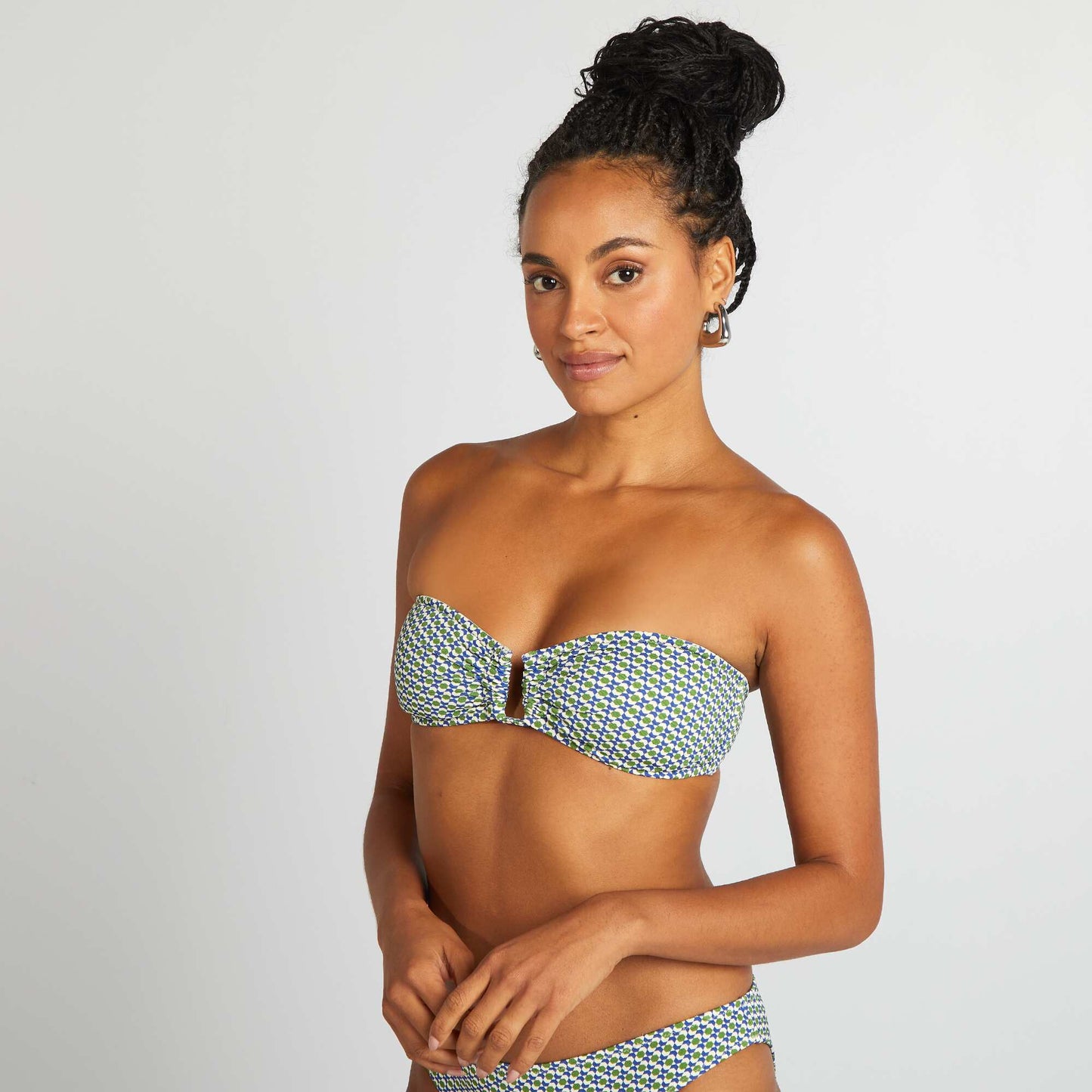 Bandeau de bikini con estampado geométrico BLANCO