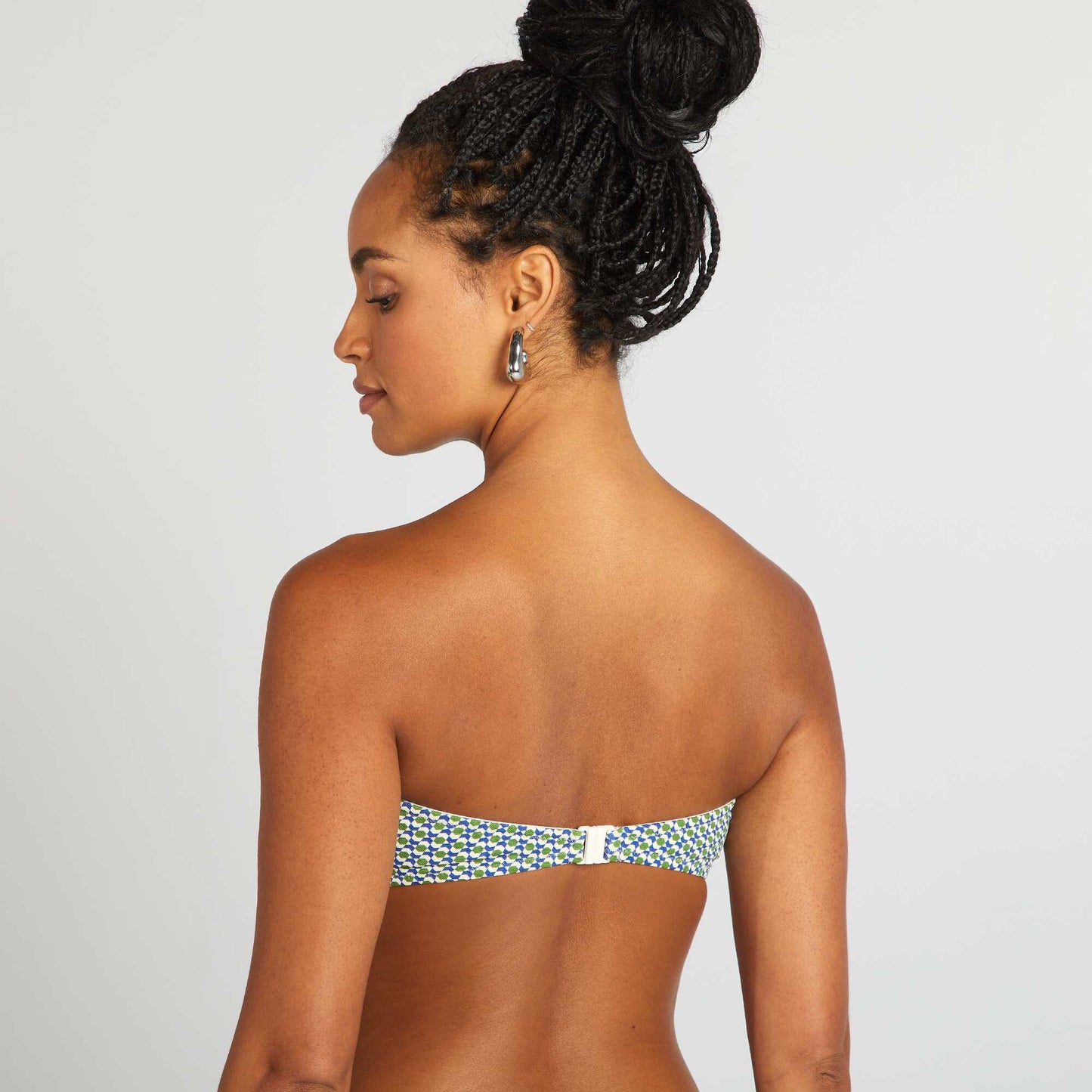 Bandeau de bikini con estampado geométrico BLANCO