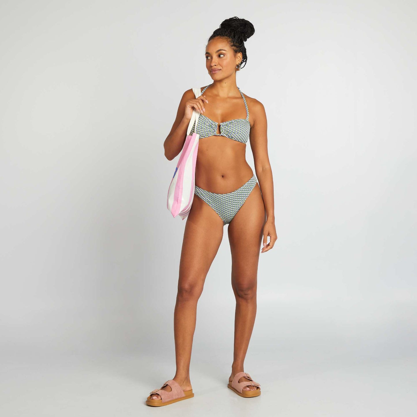 Braguita de bikini estampado geométrico BLANCO