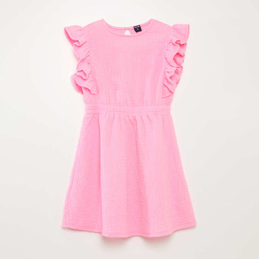 Vestido con volantes de tejido gofrado ROSA