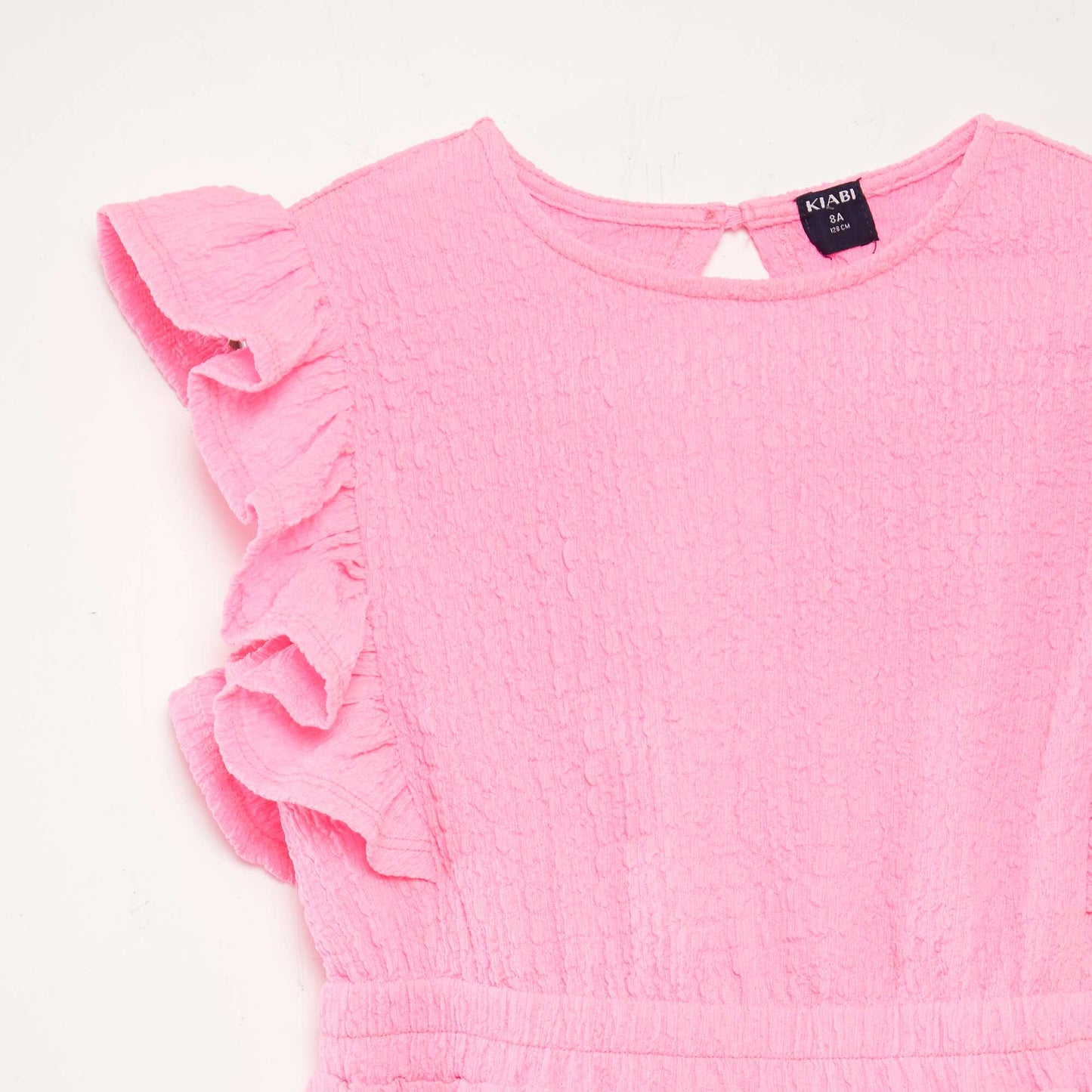 Vestido con volantes de tejido gofrado ROSA