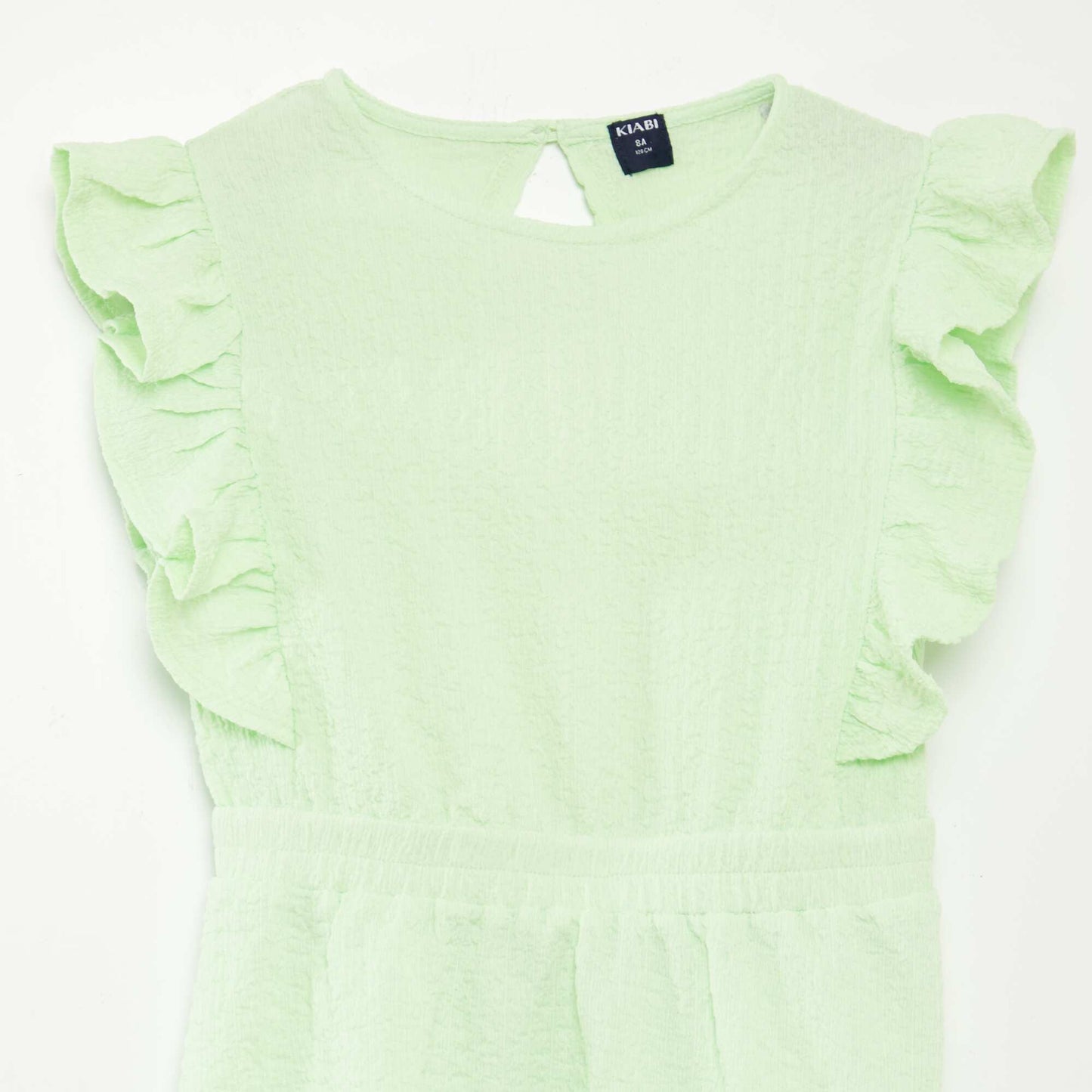 Vestido con volantes de tejido gofrado VERDE