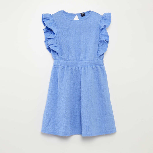 Vestido con volantes de tejido gofrado AZUL