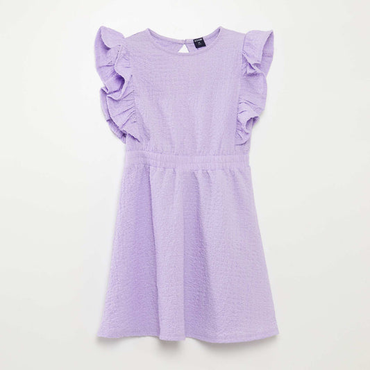 Vestido con volantes de tejido gofrado PURPURA